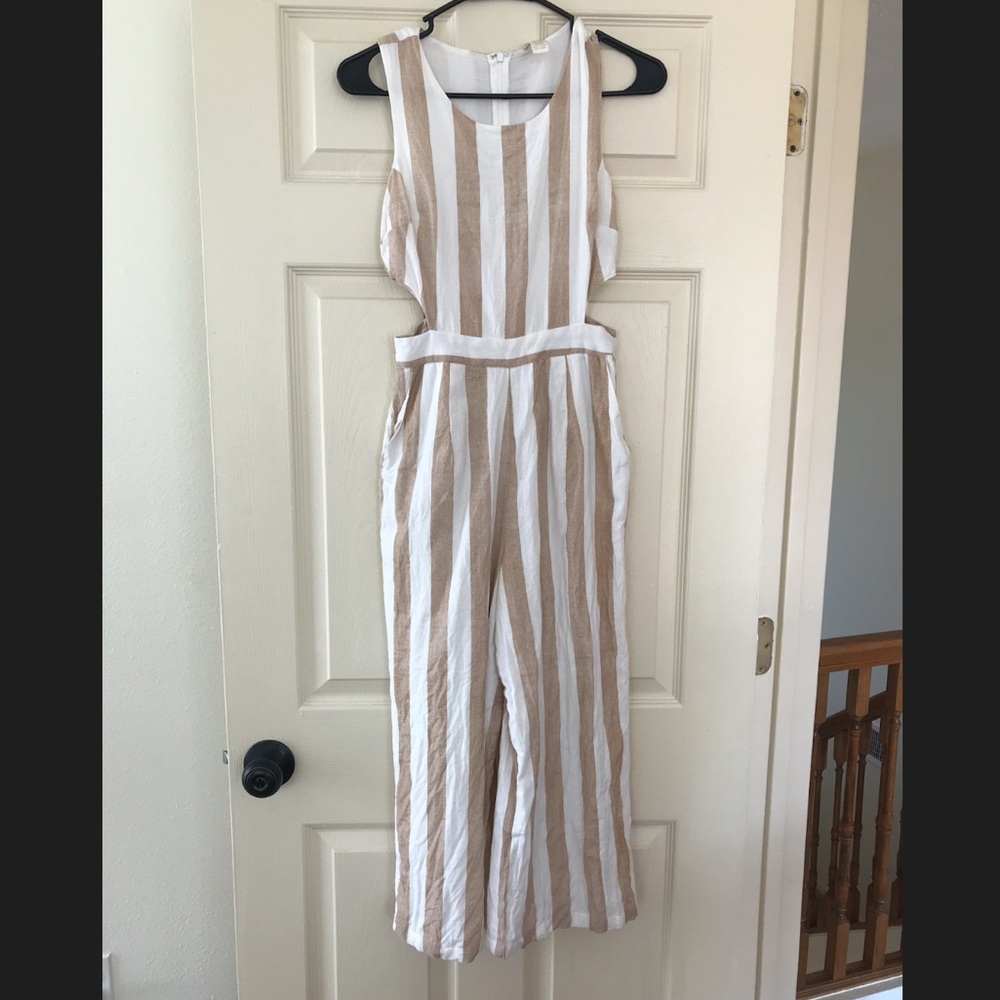 Striped jumpsuit w/ side cut outs